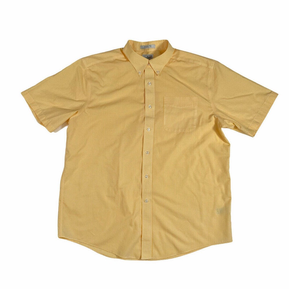 L L Bean Mens Orange Short Sleeve Checks